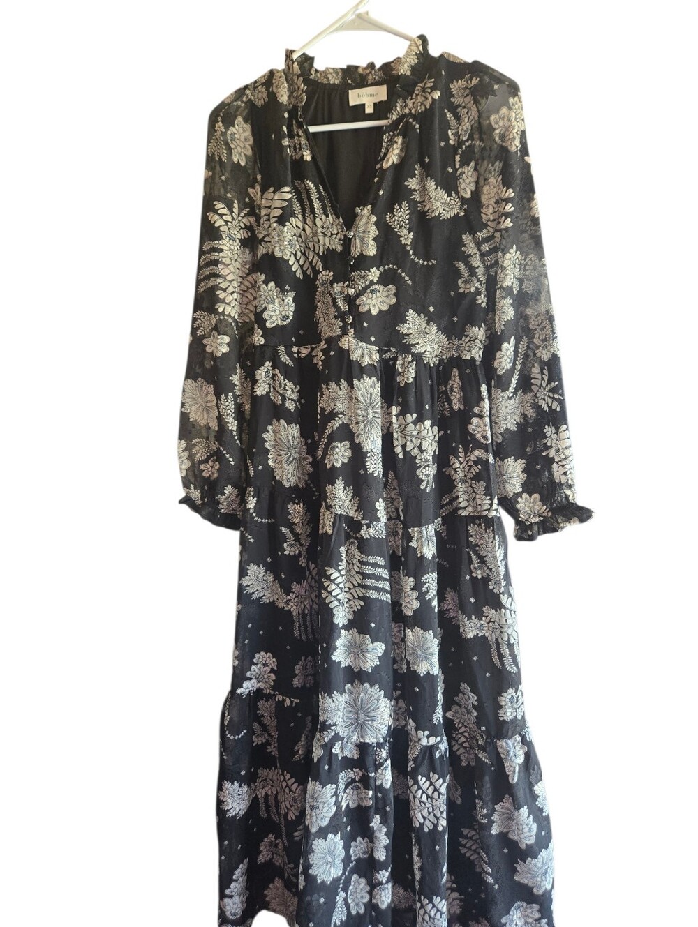 Bohme, Unknown Brand Black Floral Long Sleeve Maxi Dress